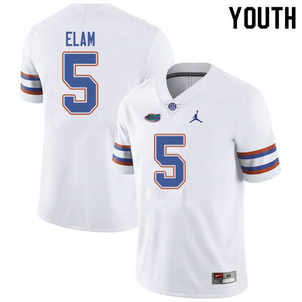 Jordan Brand Youth #5 Kaiir Elam Florida Gators College Football Jersey White